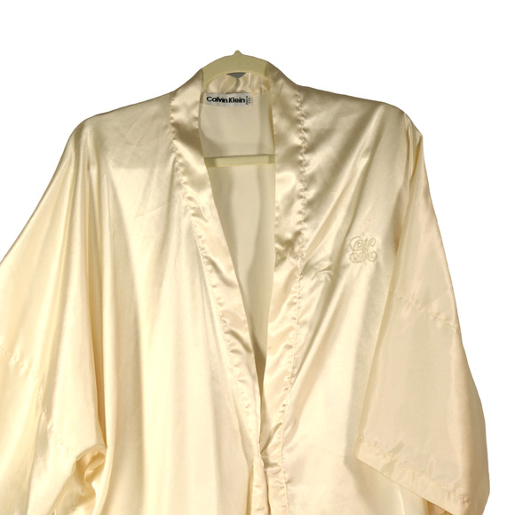Vintage Calvin Klein Womens Robe One Size Ivory Single Stitch Monogram CK Tunic - Picture 2 of 9